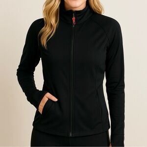 Athlete Black Full-Zip Jacket Thumbholes & Mesh Panels Women’s Activewear Size M